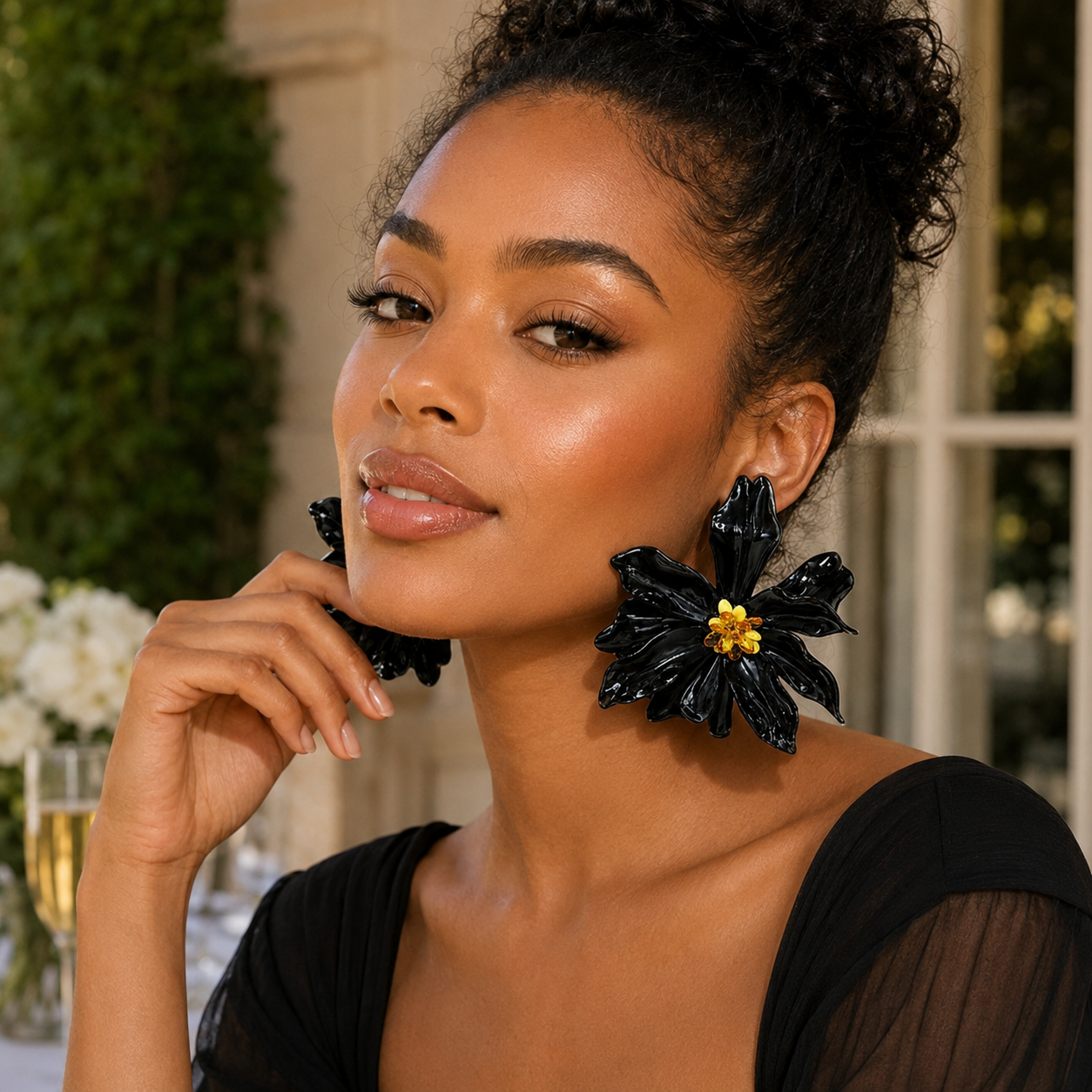 Midnight Bloom Statement Earrings