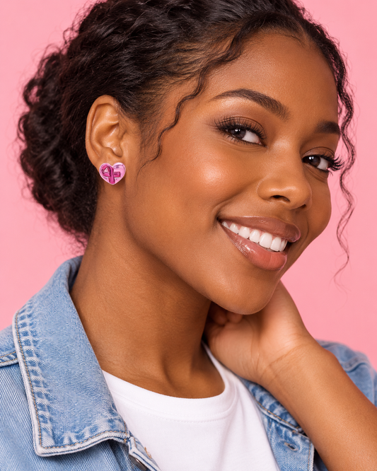 Heart of Hope — Pink Ribbon Stud Earrings