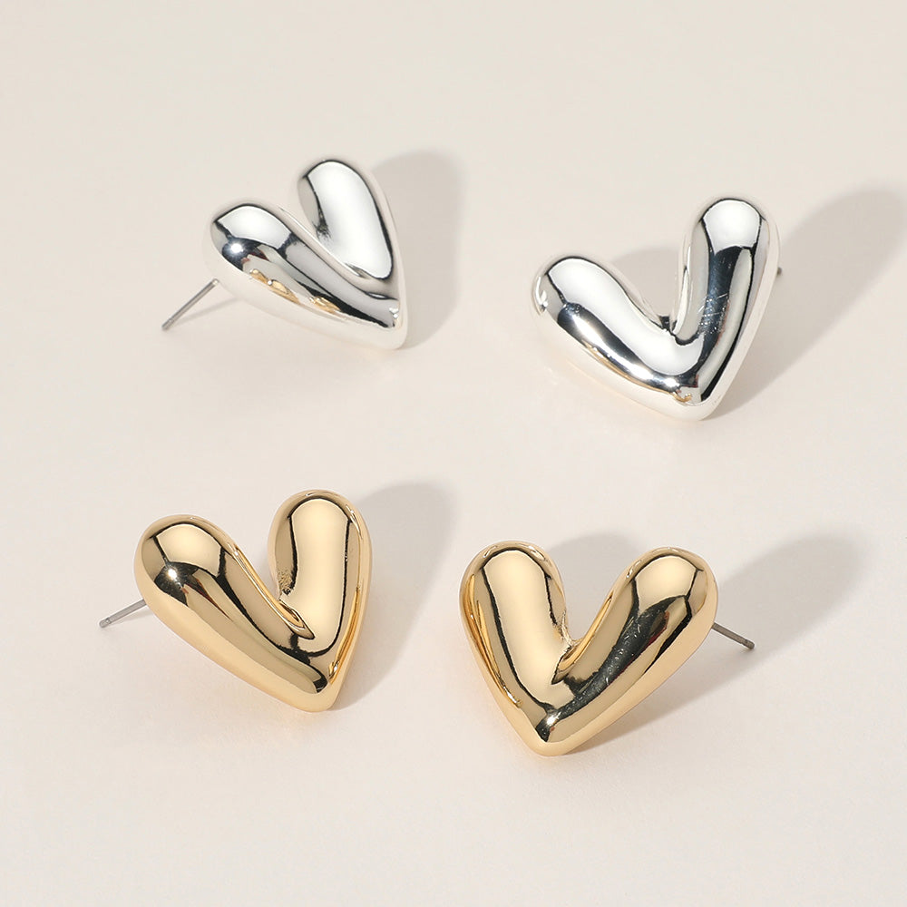 Heart of Gold Studs modern heart stud earrings by Cole Heart Jewels